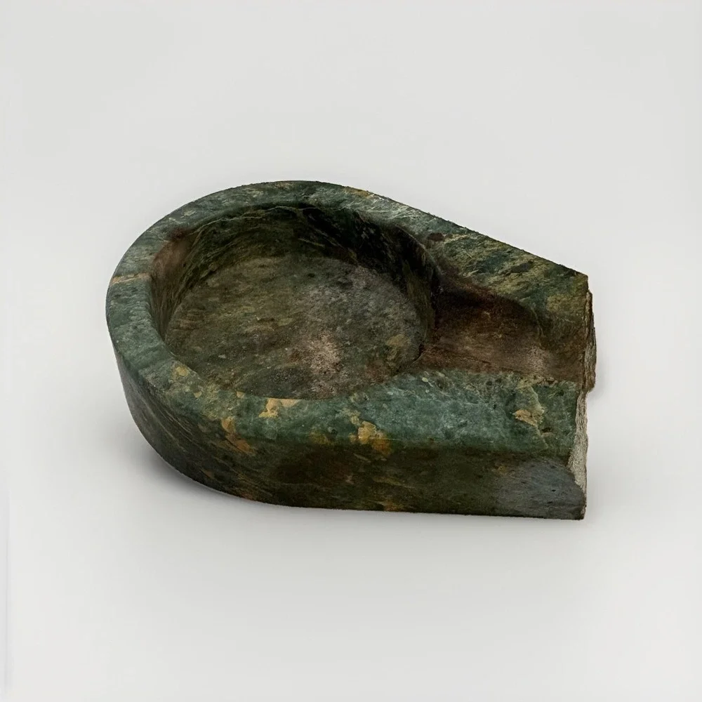 Vintage Green Marble Pipe Cigar Rest Holder Ashtray - READ